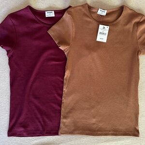 COTTON ON organic ribbed crew shirts